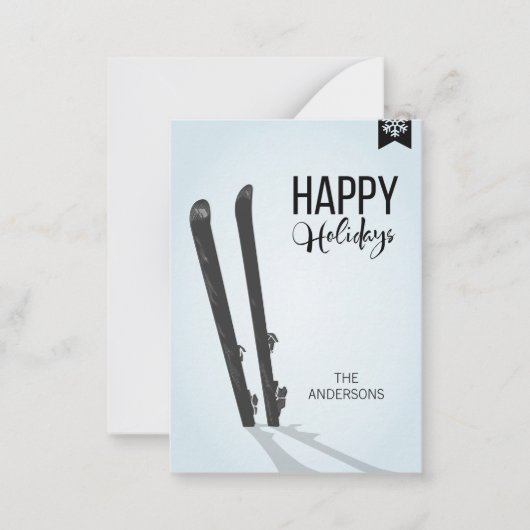 Ski d'hiver Bonne Vacances Mini Carte Note (Devant)