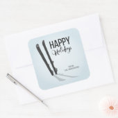 Ski d'hiver Happy Holidays Stickers Carrés (Enveloppe)