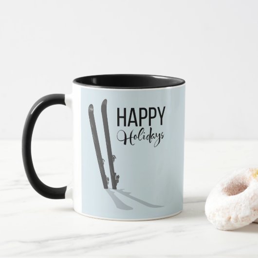 Ski d'hiver Joyeux vacances café Mug (Avec donut)