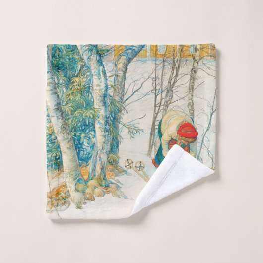 Ski d'hiver par Carl Larsson (Gant de toilette)