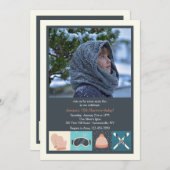 Ski Draag Fotouitnodiging Kaart (Voorkant / Achterkant)