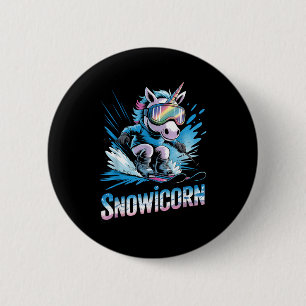 Ski eenhoorn wintersport skiër grappig skiën ronde button 5,7 cm