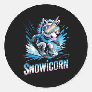 Ski eenhoorn wintersport skiër grappig skiën  ronde sticker