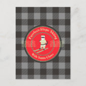 Ski en pente avec Père Noël Claws Carte postale (Devant)