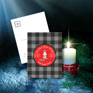 Ski en pente avec Père Noël Claws Carte postale