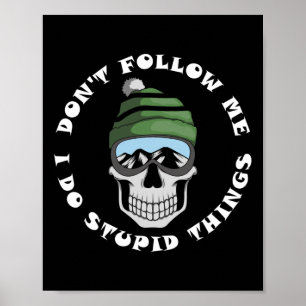 Ski en snowboard Skull Funny Skier en Boarder Qu Poster