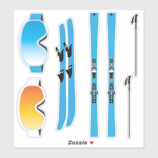 Ski Equipment Sticker Set (Feuille)