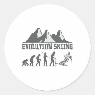 Ski-evolutie ski-uitrusting voor skiërs ontwerpen ronde sticker