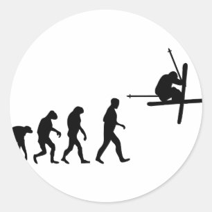 ski-evolutiepictogram ronde sticker