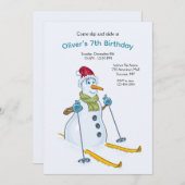 Ski Feest Sneeuwman Uitnodiging (Voorkant / Achterkant)