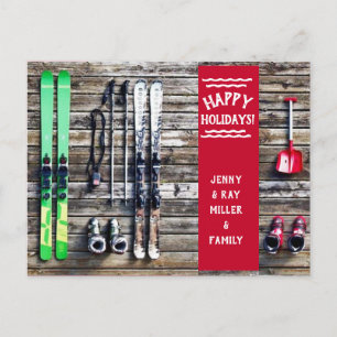 Ski feestdag - kerstkaart - Briefkaart