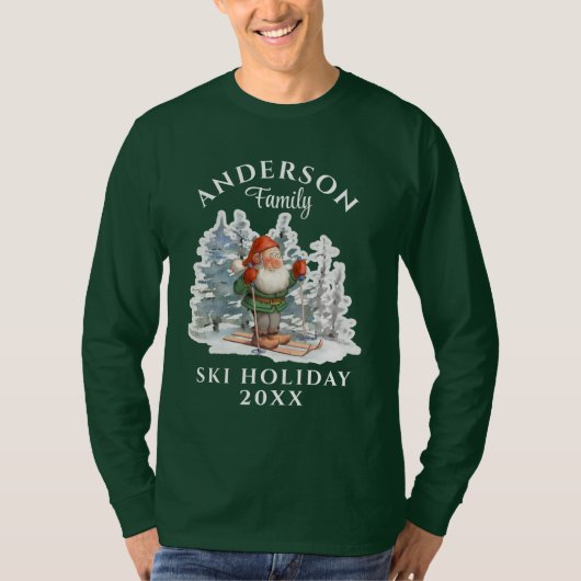 Ski-feestdag met naam en jaar t-shirt (Voorkant)