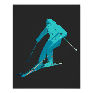Ski Game Sport Challenge Illustratie Silhouet Perfect Poster