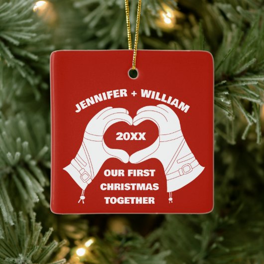 Ski Ghandschoenen Hands Heart Shape - Aangepast Keramisch Ornament (Boom)