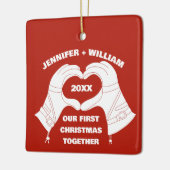 Ski Ghandschoenen Hands Heart Shape - Aangepast Keramisch Ornament (Links)