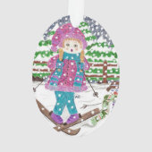 Ski girl ovaal acrylkerstversiering ornament (achterkant)