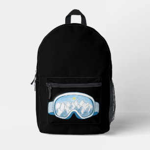Ski Goggles Bergen Reflecties Zwart Bedrukte Rugzak