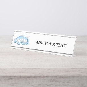 Ski Goggles Illustratie Gepersonaliseerd Bureau Naambordje