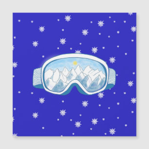 Ski Goggles met reflectie op de bergen