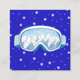 Ski Goggles met reflectie op de bergen Informatiekaartje