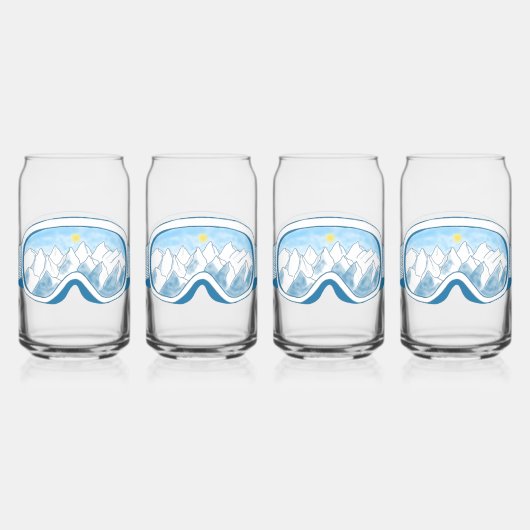 Ski Goggles Mountain Reflection Sky Blue Set 4 (Recto)