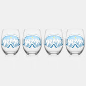 Ski Goggles Mountain Reflection Sky Blue Set 4 Wijnglas Zonder Voet (Achterkant)