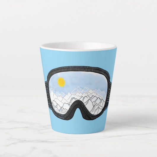 Ski Goggles Mountain Uitzicht Illustration Light B Latte Mok (Voorkant)