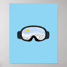 Ski Goggles Mountain Uitzicht Illustration Light B Poster