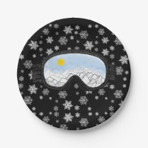 Ski Goggles Mountain Uitzicht Snowflakes Black