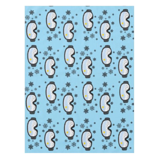 Ski Goggles Mountain Uitzicht Snowflakes Blue Tafelkleed (Voorkant)