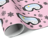 Ski Goggles Mountain Uitzicht Snowflakes Roze Cadeaupapier (Rol Hoek)