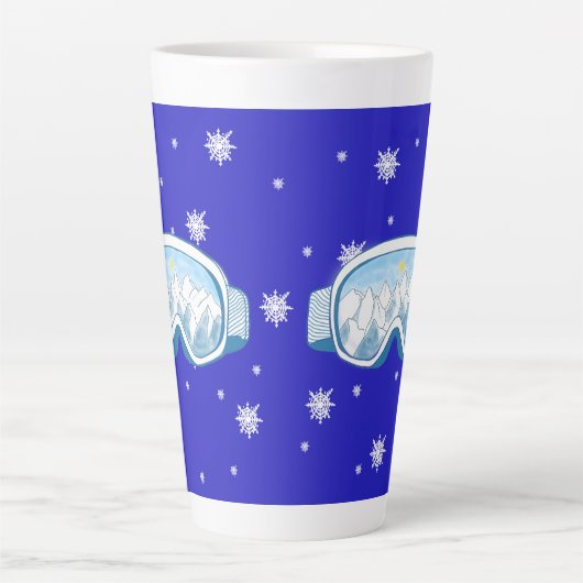 Ski Goggles Snowflake Dance Latte Mok (Voorkant)
