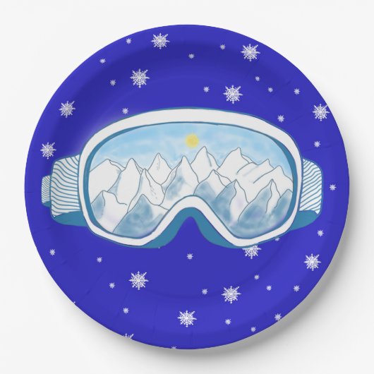 Ski Goggles Snowflake Dance Papieren Bordje (Voorkant)