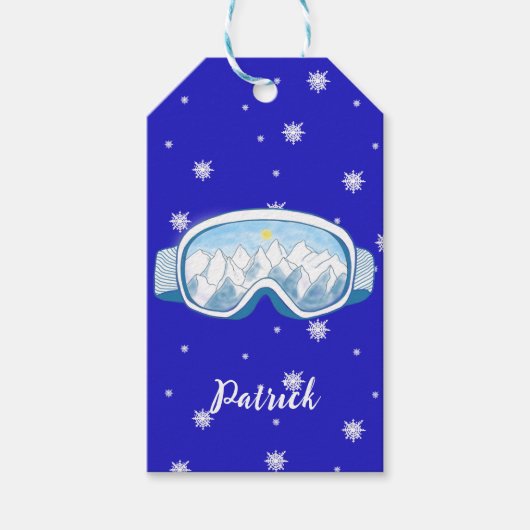 Ski Goggles Snowflake Dance Personalized Cadeaulabel (Voorkant)