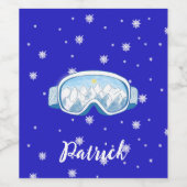 Ski Goggles Snowflake Dance Personalized Wijn Etiket (Enkel label)
