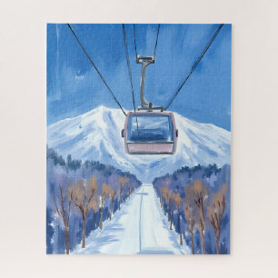 Ski Gondola Sneeuwberg Aquarel Legpuzzel