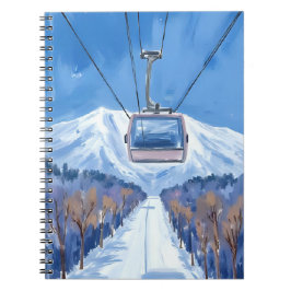 Ski Gondola Snow Mountain Watercolor Notitieboek