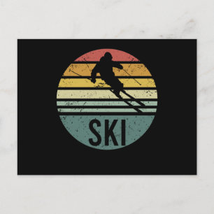 Ski Grappig Koele Skiloper Retro Vintage Skiën Briefkaart