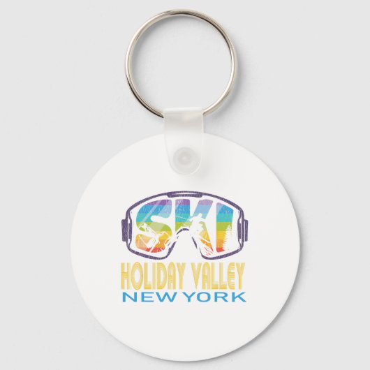 Ski Holiday Valley New York Skiing Vacation Sleutelhanger (Voorkant)