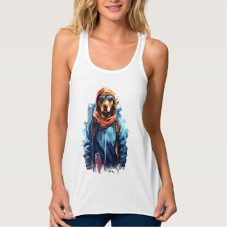 Ski-hond in skibril 5 tanktop