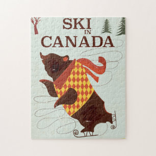 Ski in Canada vintage reisposter Legpuzzel