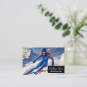 Ski Instructor Woman Alpine Visitekaartje (Staand voorkant)