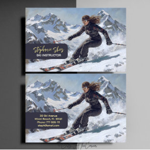 Ski-instructrice Vrouw Alpiene Visitekaartje