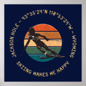 Ski Jackson Hole, Wyoming - Vrouw skiër op donker Poster (Voorkant)