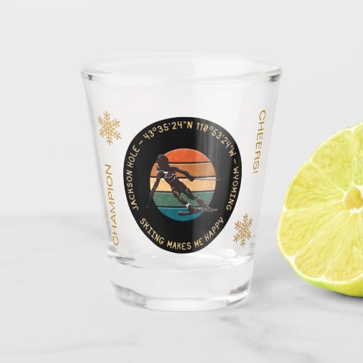Ski Jackson Hole, Wyoming - Woman Skier Gift Shot Glas (Voorkant)