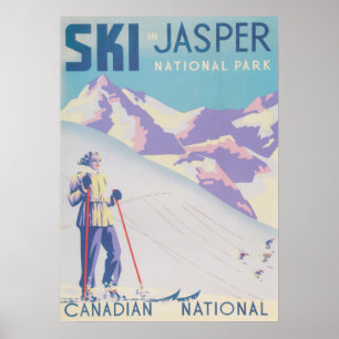 Ski Jasper Canada Retro  Ski Poster
