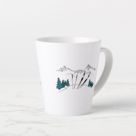 Ski je later de scènewinter latte mok (Rechterhoek)