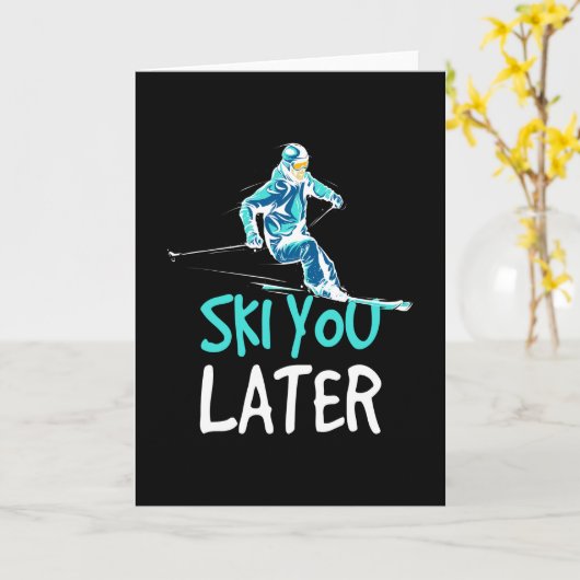 Ski je later Skiing Winter Sports Kaart (Gele Bloem)