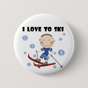 Ski - Jongen T-shirts en cadeautjes Ronde Button 5,7 Cm