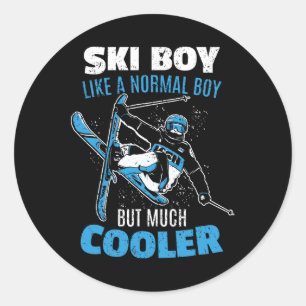 Ski Jongens Skiën Mountain Sport Winter Ronde Sticker